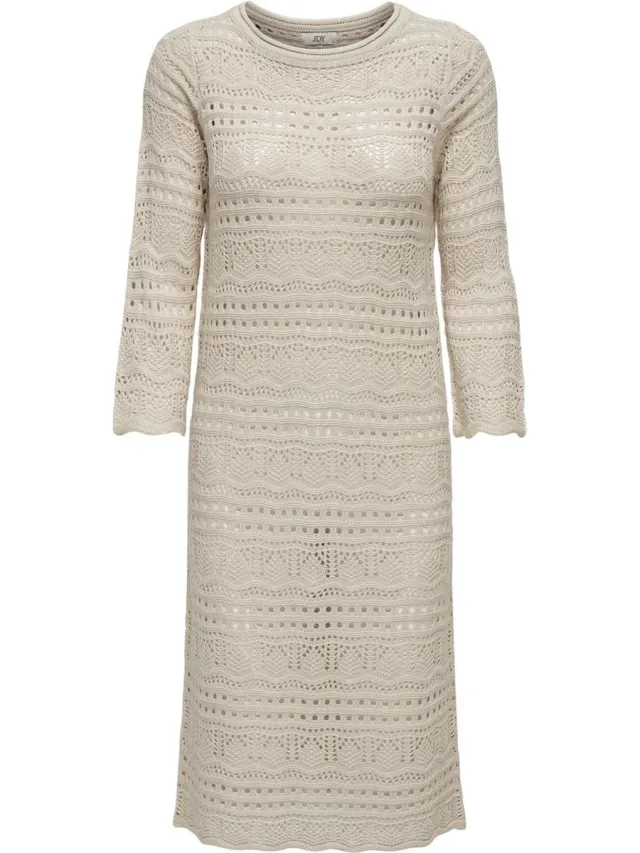 JDY JDYSUN LAY 3/4 BOAT NECK DRESS KNT NOOS - Dames - Maxi jurken Sandshell