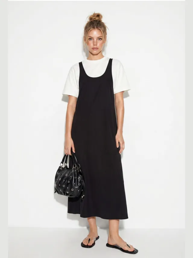 Bianco Lucci Midi-jurk voor dames Zwart