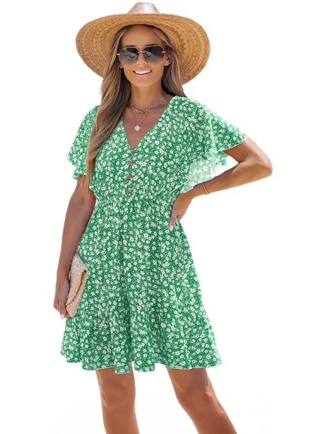 Cupshe Wikkeljurk - Bloemenprint - Dames - Groen