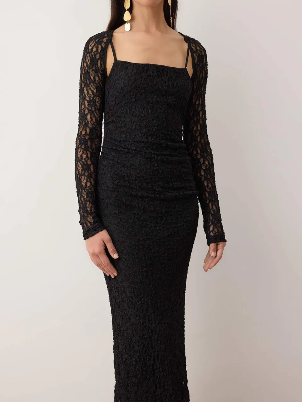 Trendyol TRENDYOLMİLLA Dames Zwart Effen Midi Lang Stijlvol/Avond Bodycon Jurken, foto 2