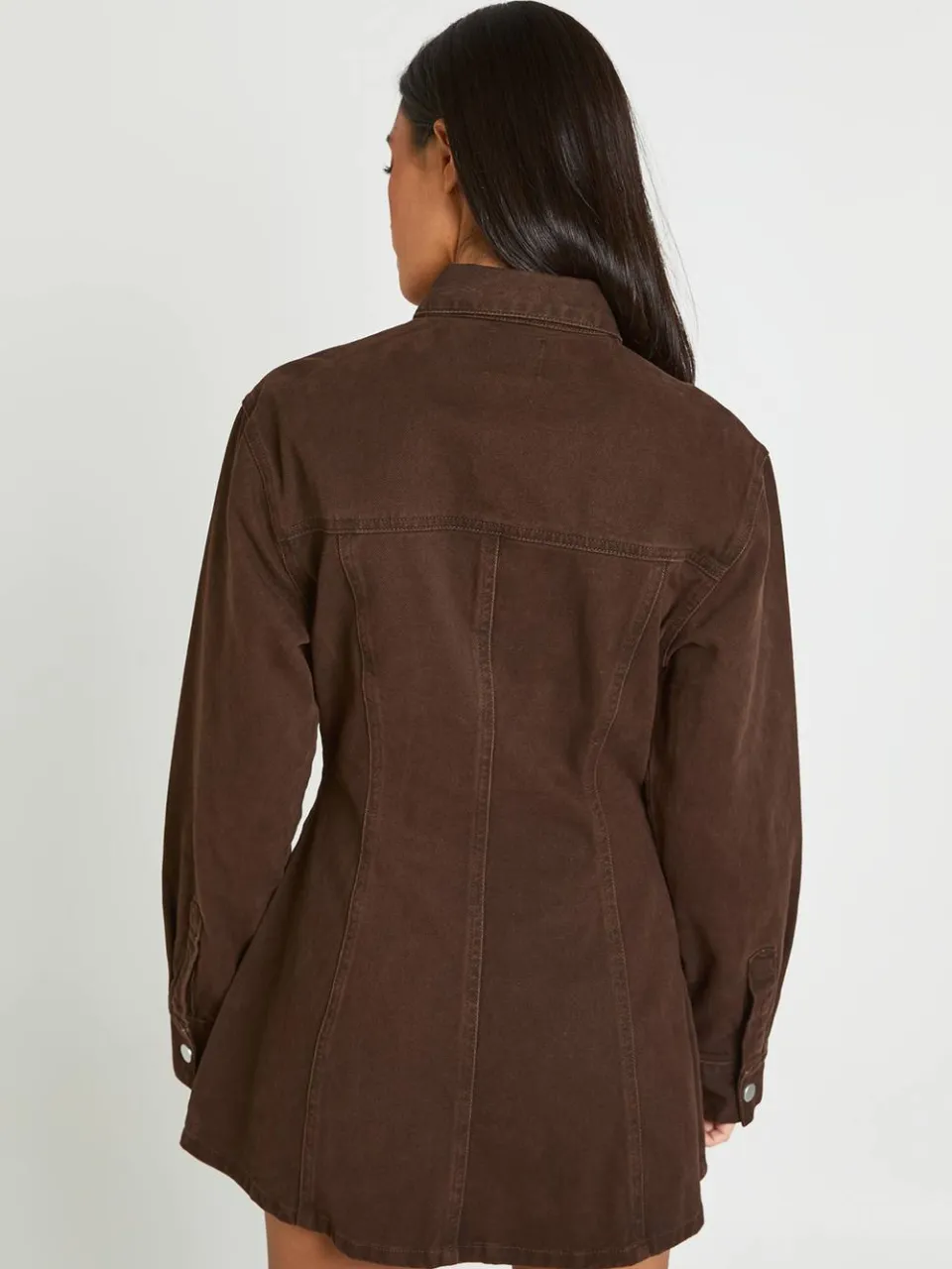 boohoo Dames Denim Jurk Met Lange Mouwen En Getailleerde Taille, foto 3