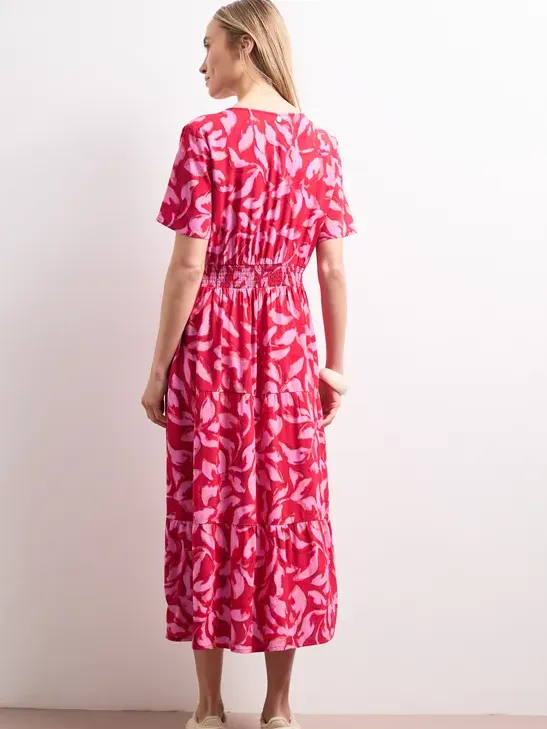 Street One Midi-jurk met print en smokdetail rood, foto 2