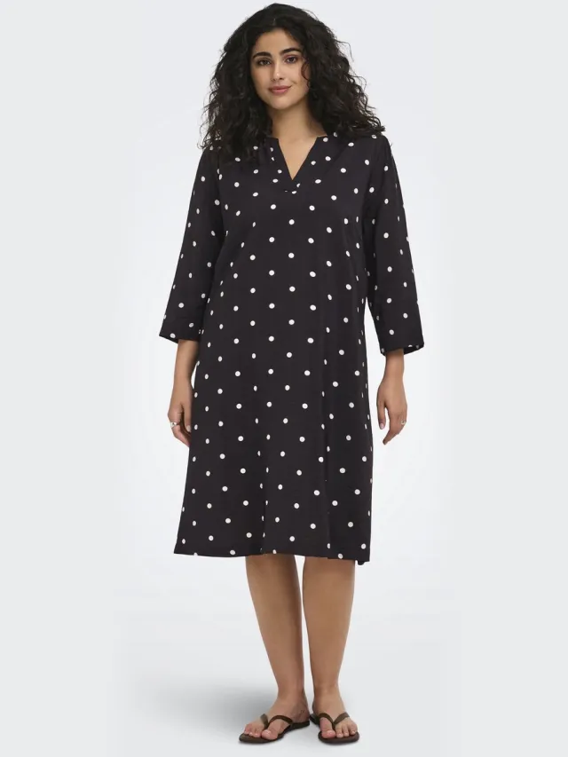 Only Carmakoma CARCARRIE DOT 3/4 BLK DRESS AOP - Meisjes - Mini jurken BLACK/Dot