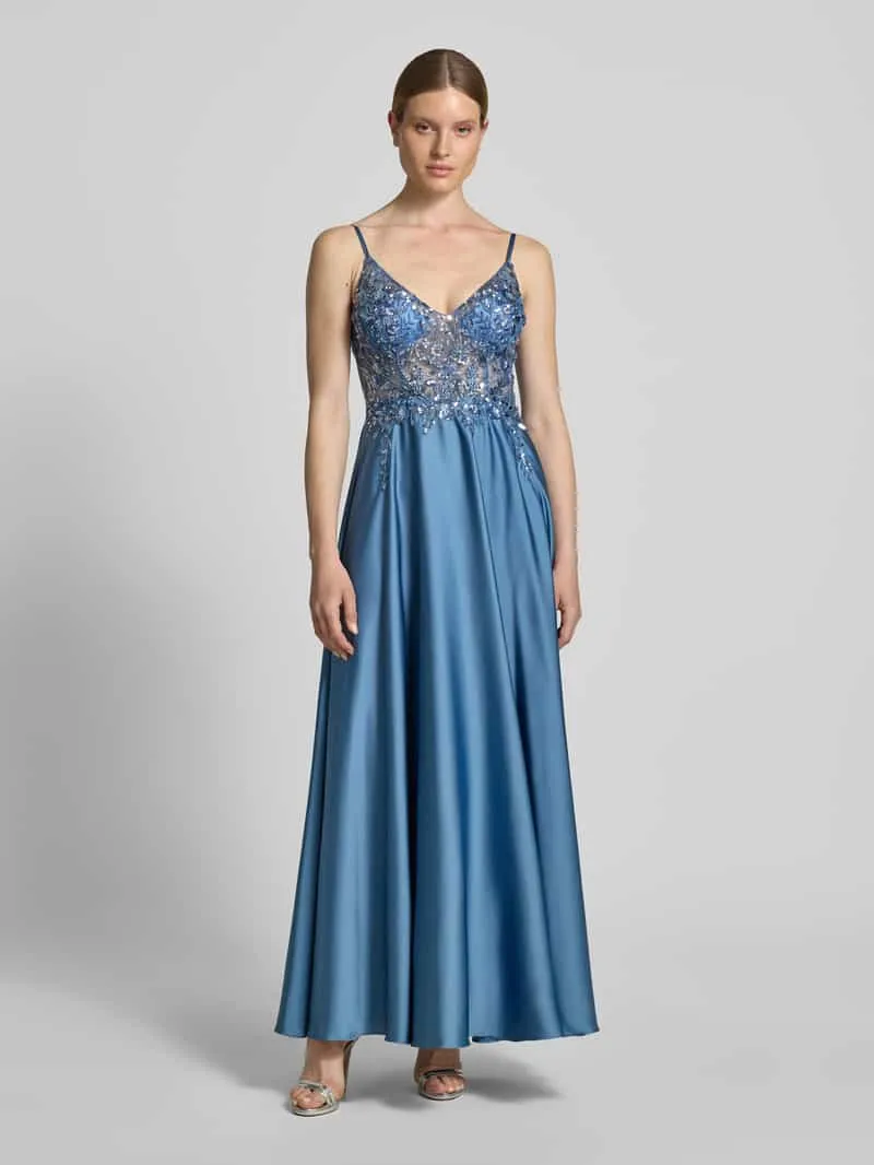 Laona Avondjurk met paillettenafwerking Blauw