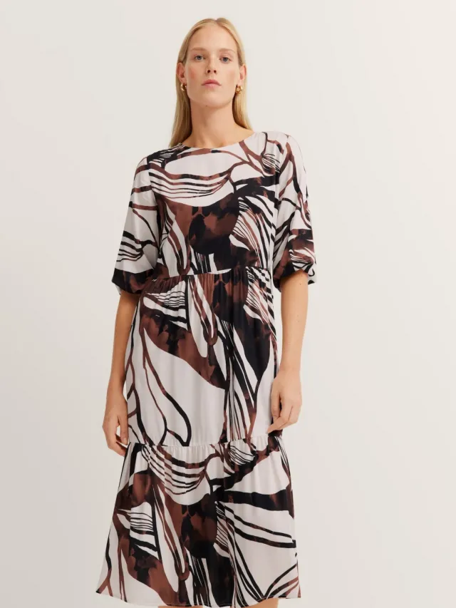 Bugatti Damen Zomerjurk met volants & deelnaden Roest