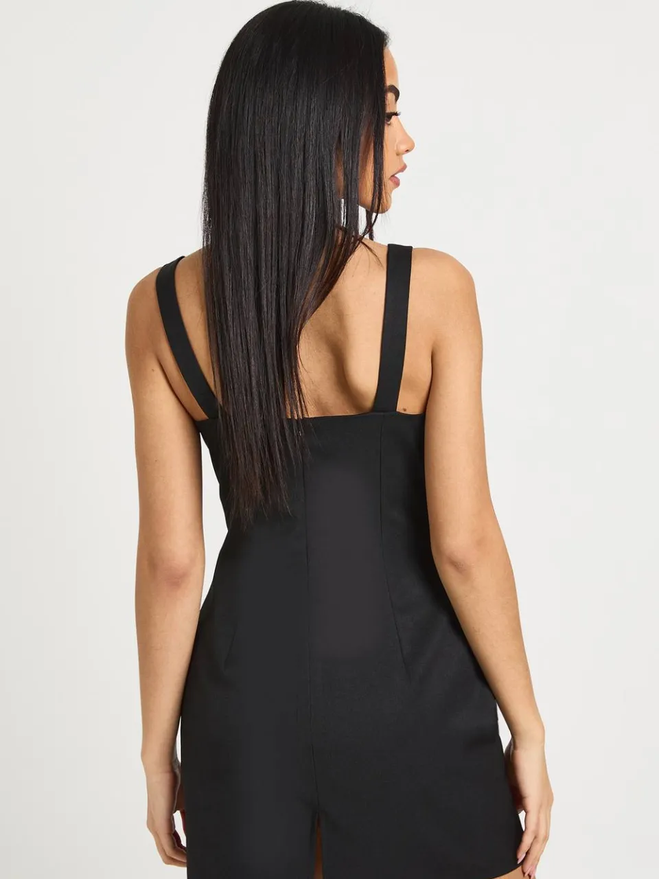 boohoo Dames Diep Uitgesneden Bandjes Bodycon Jurk zwart, foto 3