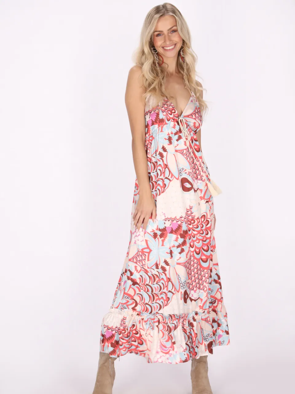 IZIA Jurk Dames Rood Veelkleurig
