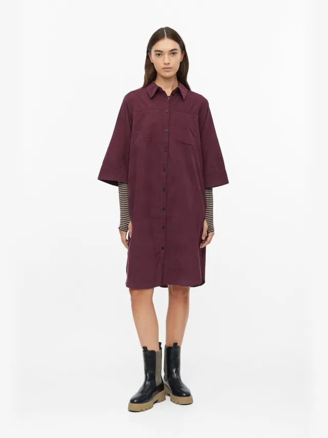 S.Oliver female - Jurk van fijn corduroy met steekzakken en wijde mouwen bordeaux