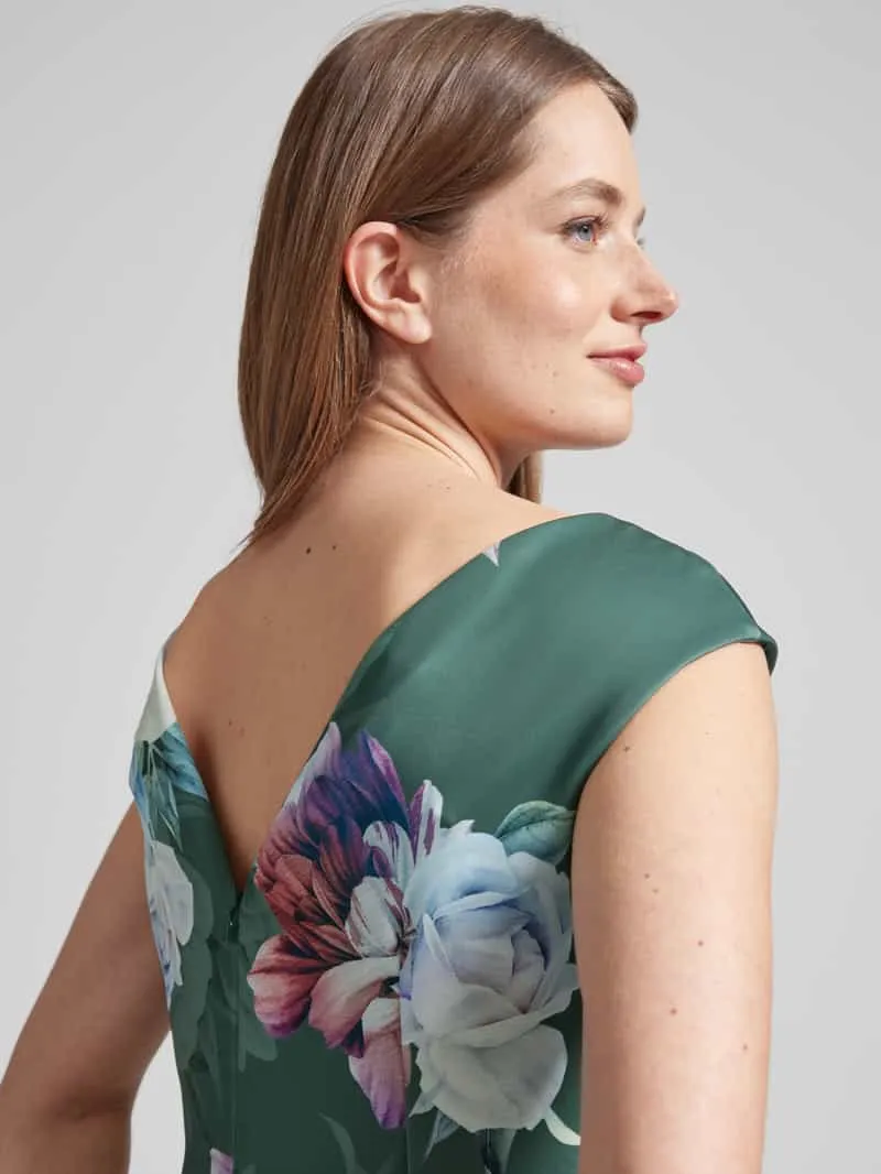 Swing cocktailjurk met bloemenmotief groen, foto 5