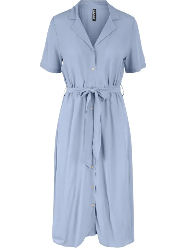 Pieces Maat S PCOLIVIA SS DRESS NOOS BC Dames Jurk Lichtblauw