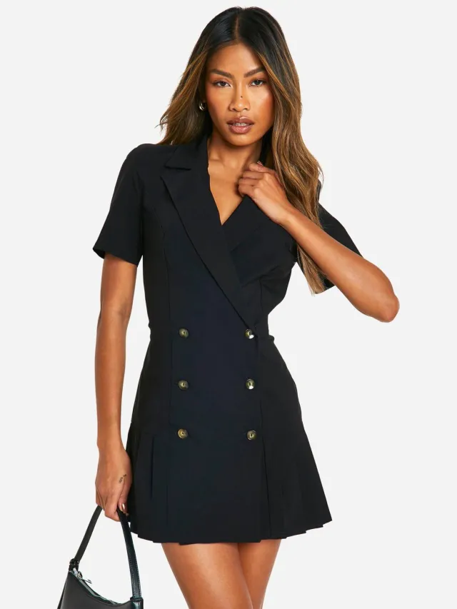 boohoo Dames Bengline Tennis Rok Blazer Jurk zwart, foto 2