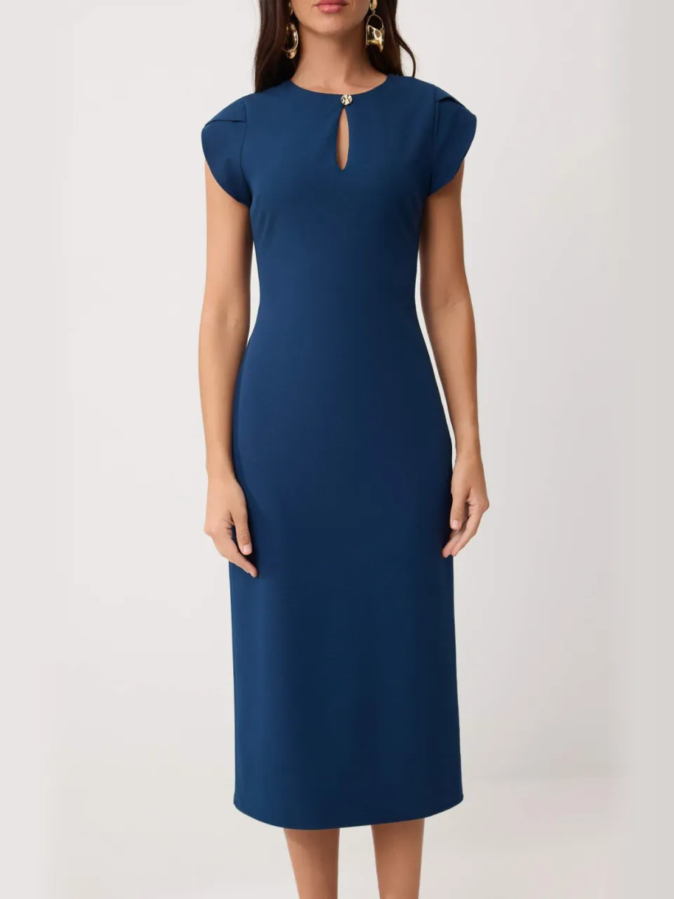 Trendyol TRENDYOLMİLLA Dames Groen Effen Midi Kort Bodycon Jurken, foto 2