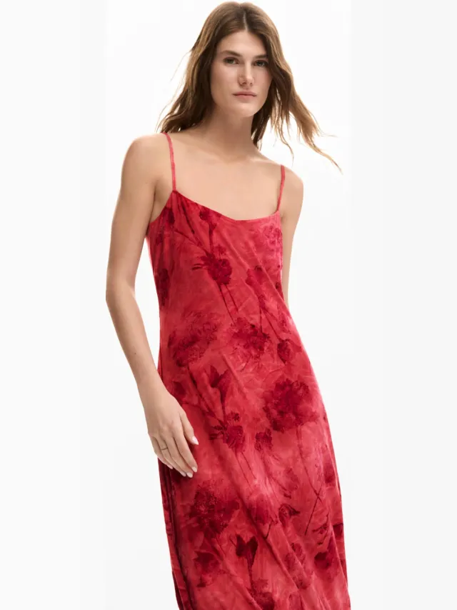 Desigual gebloemde midi jurk rood, foto 4