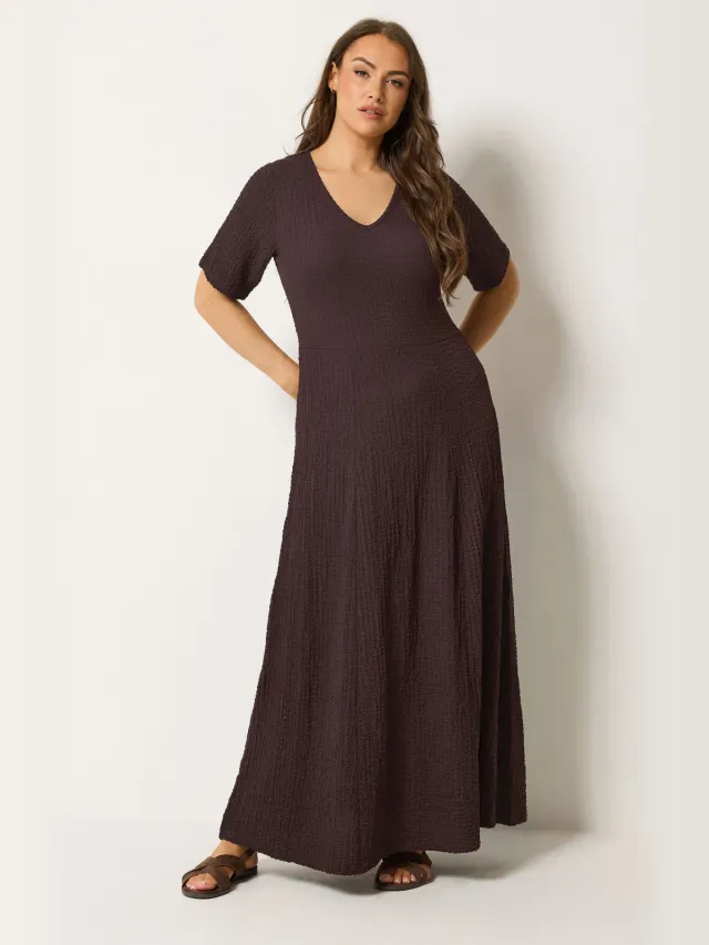Yours Chocoladebruine Getextureerde Maxijurk-60 Brown