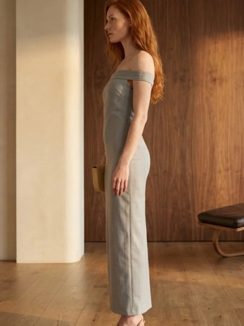 MyFashion Off-Shoulder Bodycon Maxi Jurk met Sleuf grijs, foto 2