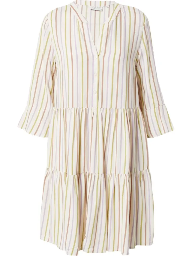 Tom Tailor Printed Babydoll Mini Lang Mouw Jurk Wit XL Vrouw