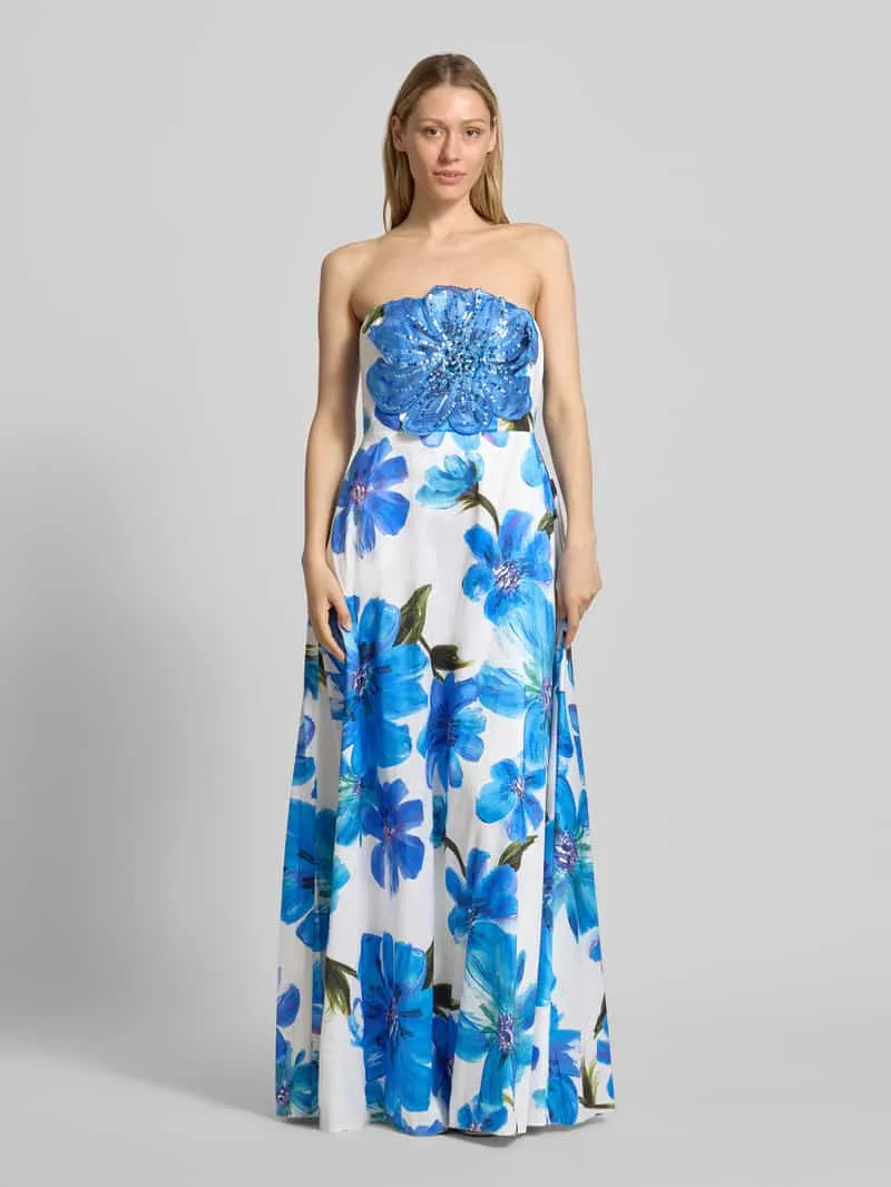 Adrianna Papell off-shoulderjurk in all-over look met pailletten Blauw