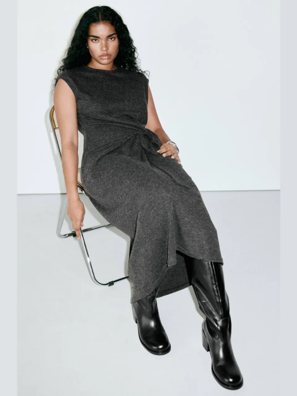Mango bodycon midi jurk - grijs, foto 5