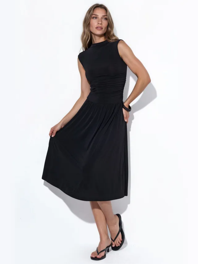 Busem Mouwloze Jersey Maxi Jurk Zwart