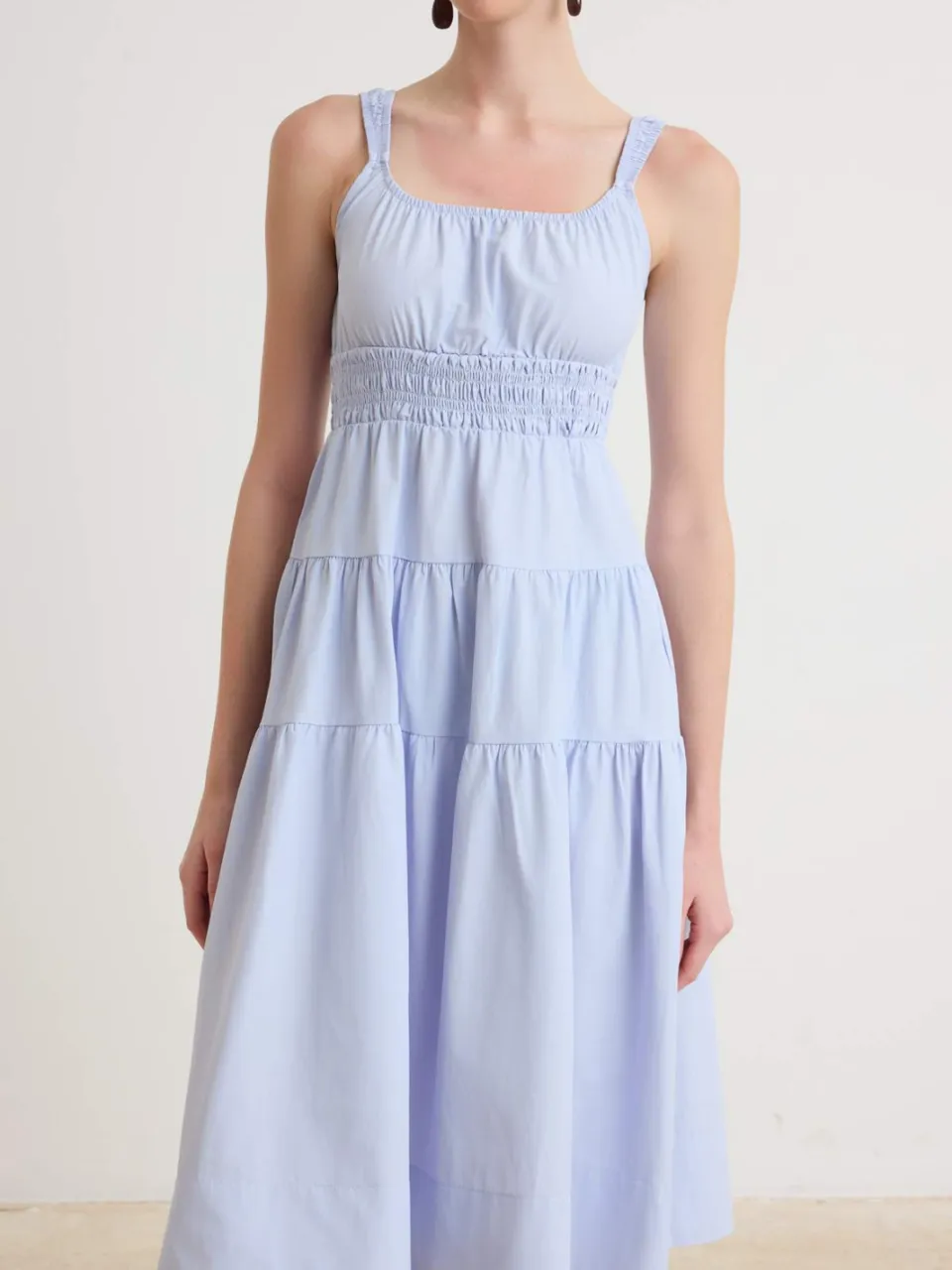 Trendyol TRENDYOLMİLLA Dames Blauw Effen Midi Mouwloos Skater Jurken, foto 2