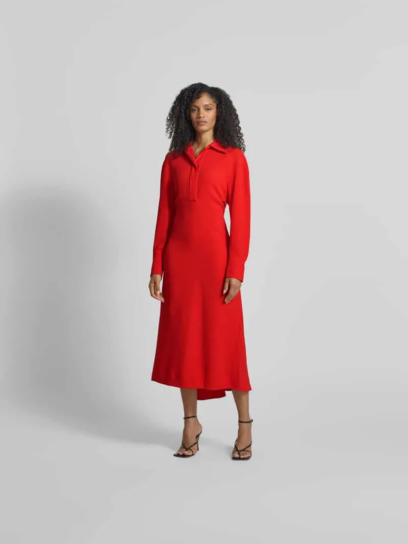 Victoria Beckham Midi-jurk met resortkraag Rood