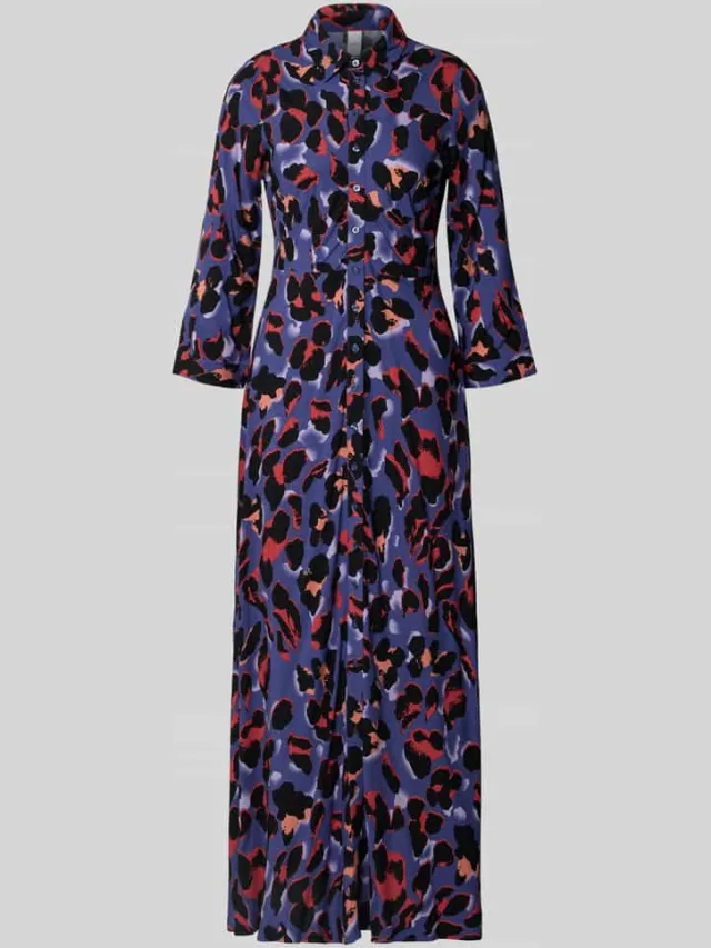 Yas Maxi-jurk met knoopsluiting, model 'SAVANNA' rookblauw, foto 2
