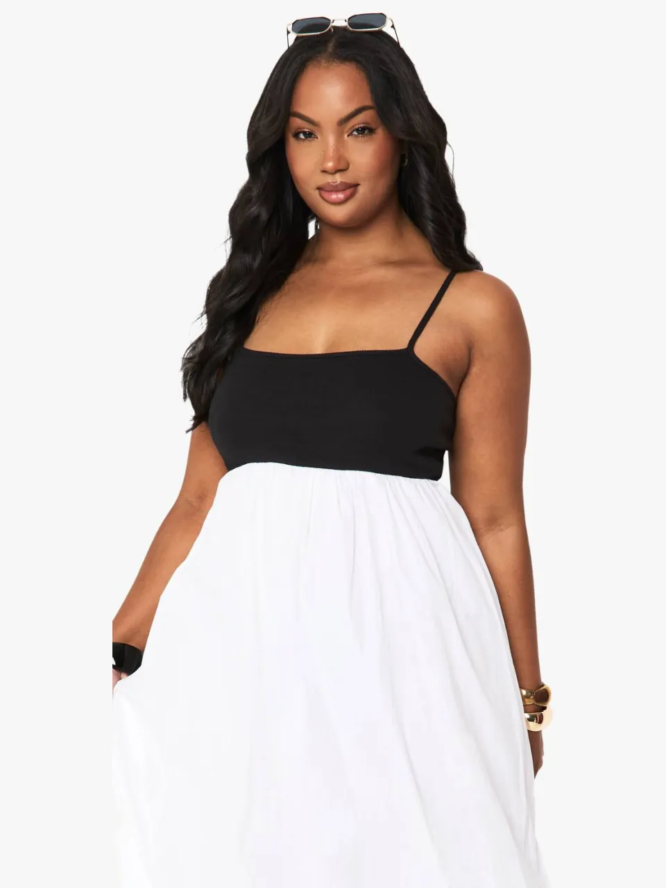 boohoo Dames Plus Fabric Mix Maxi-jurk met riempjes wit, foto 4