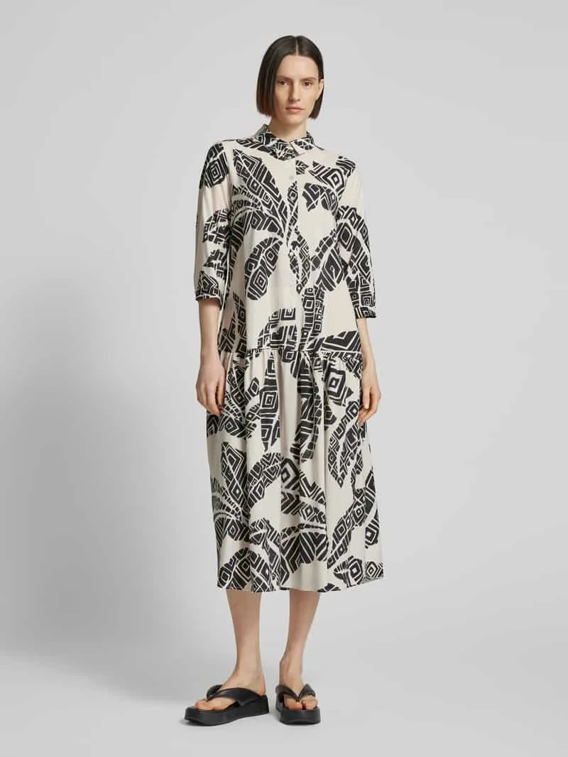 Milano Italy Midi-jurk met all-over print Zwart