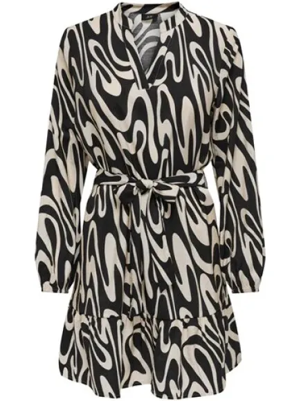 Jacqueline De Yong Camille v-neck dress Zwart