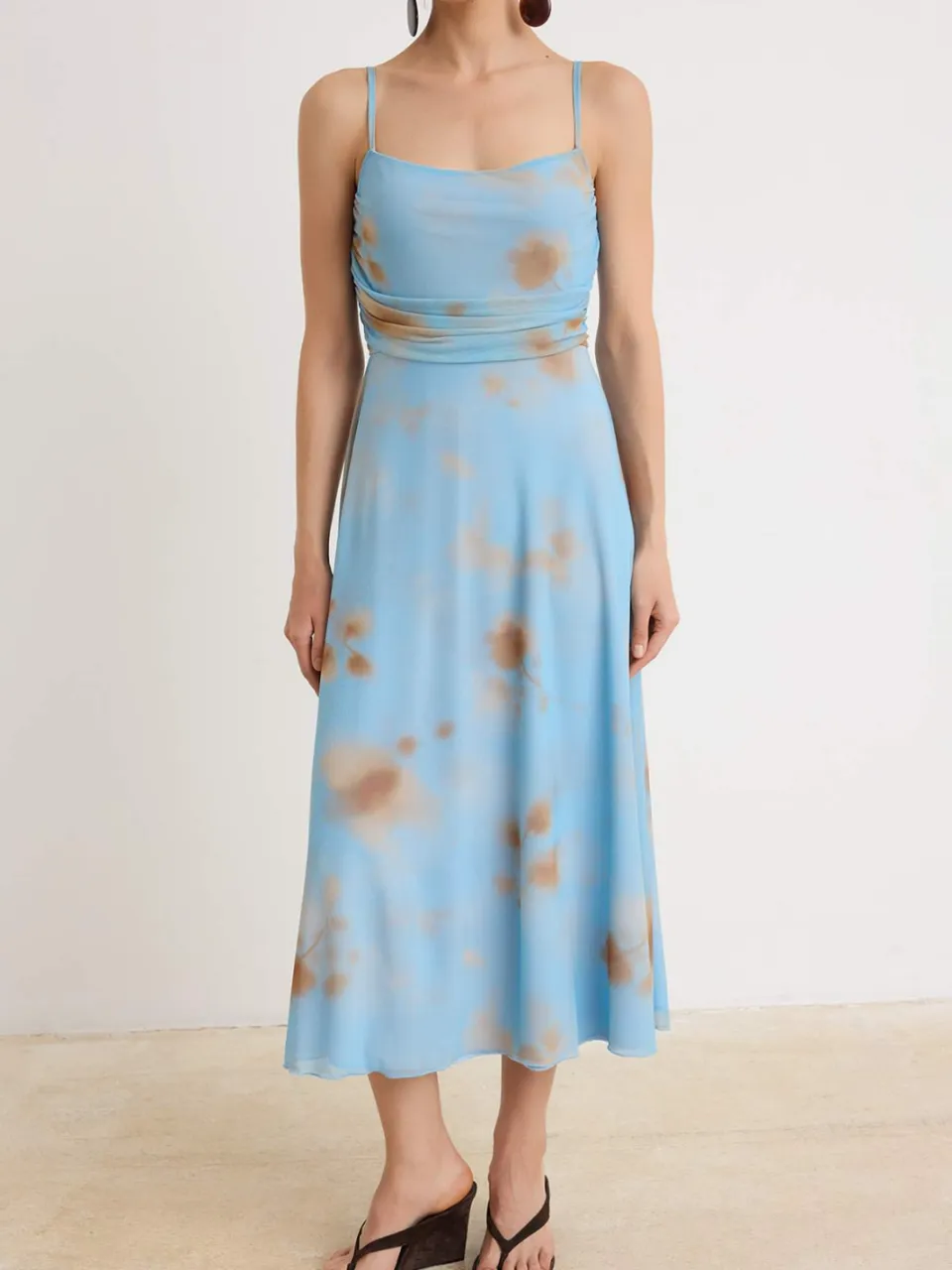 Trendyol TRENDYOLMİLLA Dames Blauw Abstract Midi Mouwloos A-lijn Jurken, foto 2