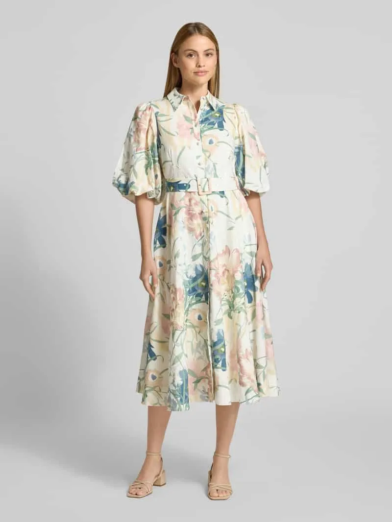 Ted Baker Midijurk van linnenmix met all-over bloemenprint Zand