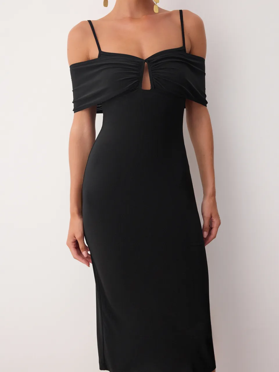 Trendyol TRENDYOLMİLLA Dames Zwart Effen Midi Mouwloos Cocktail Bodycon Jurken, foto 2