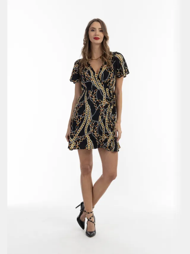 Faina Mini-jurk met all-over print Dames zwart