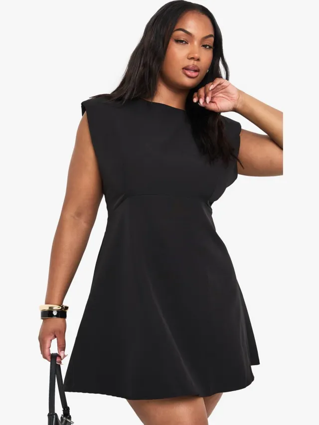 boohoo Dames PLUS CAP MOUW MINI JURK Zwart