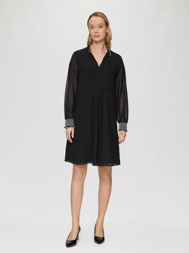 S.Oliver female - Chiffon jurk met contrasterende details zwart