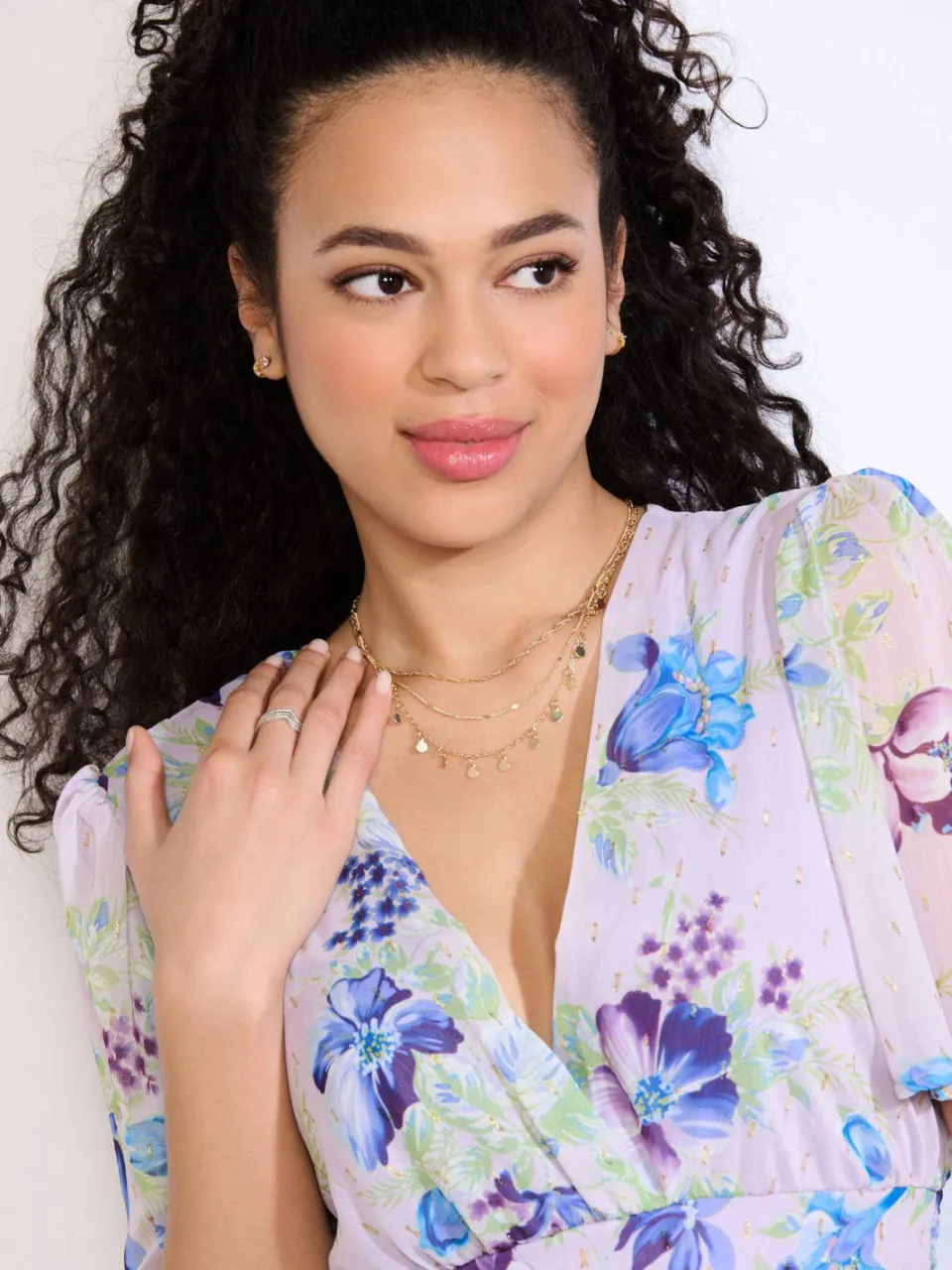 LOLALIZA gebloemde midi jurk met lurex lila, foto 6