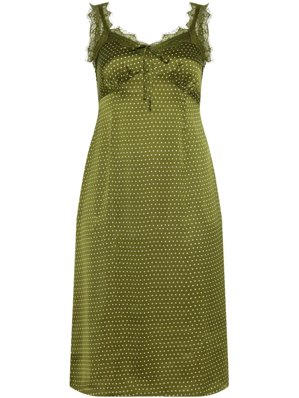 Limited Collection Yours Olijfgroene Jurk Met Stippen En Kanten Detailsize 42, foto 4
