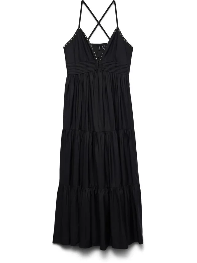 Vero Moda VMHEATHER SINGLET ANKLE DRESS WVN EXP - Dames - Maxi jurken Black