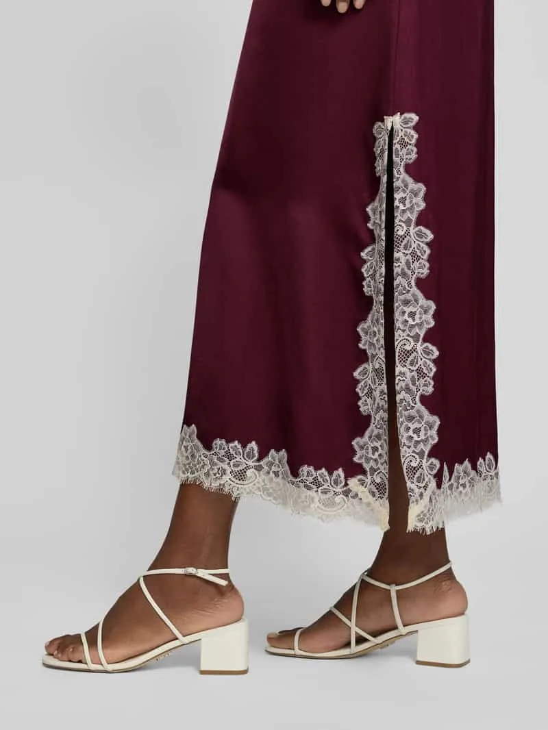 Jake*s Collection Maxi-jurk van viscose met kanten inzet oudroze, foto 3