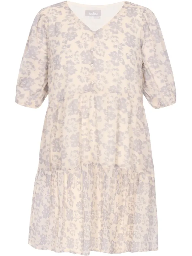 Usha Dress lavender offwhite
