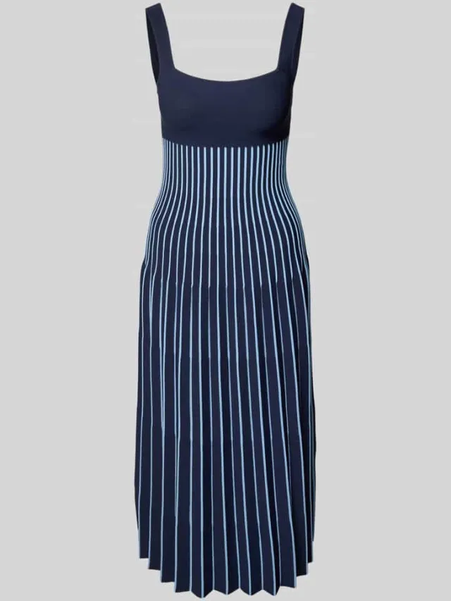 Staud Midi-jurk met plissévouwen, model 'ELLISON' Marineblauw