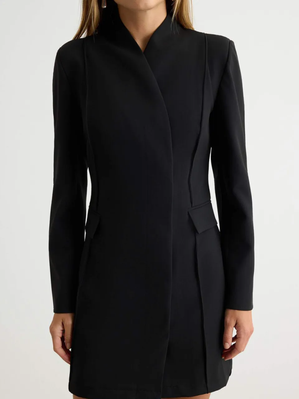 Trendyol TRENDYOLMİLLA Dames Zwart Effen Kort / Mini Lang Blazer Jurk Jurken, foto 2
