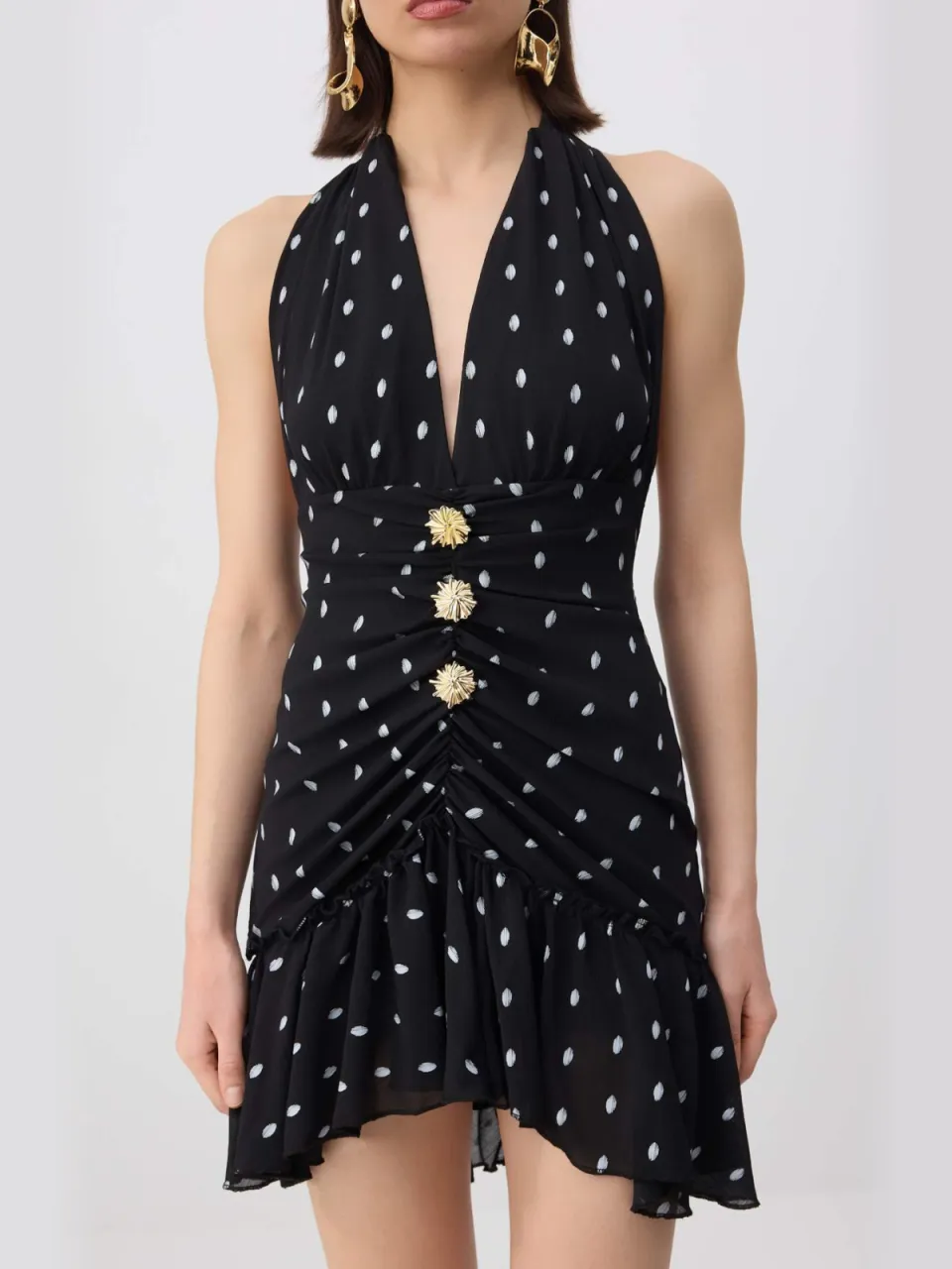 Trendyol TRENDYOLMİLLA Dames Zwart Stippen Extra Kort / Super Mini Mouwloos Skater Jurken, foto 2