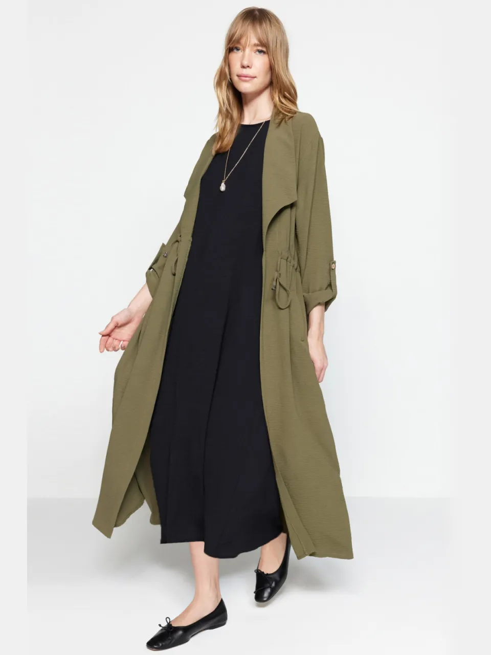 Trendyol Modest Dames Zwart Effen Maxi Mouwloos Casual Recht Modest Jurken, foto 2