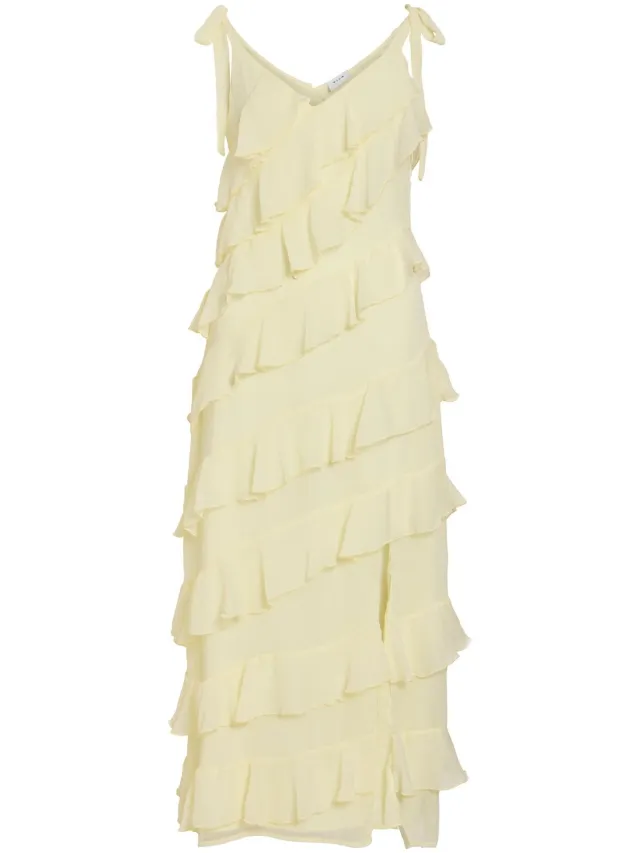 Vila Maxi jurk VILUNA bandje pastel yellow
