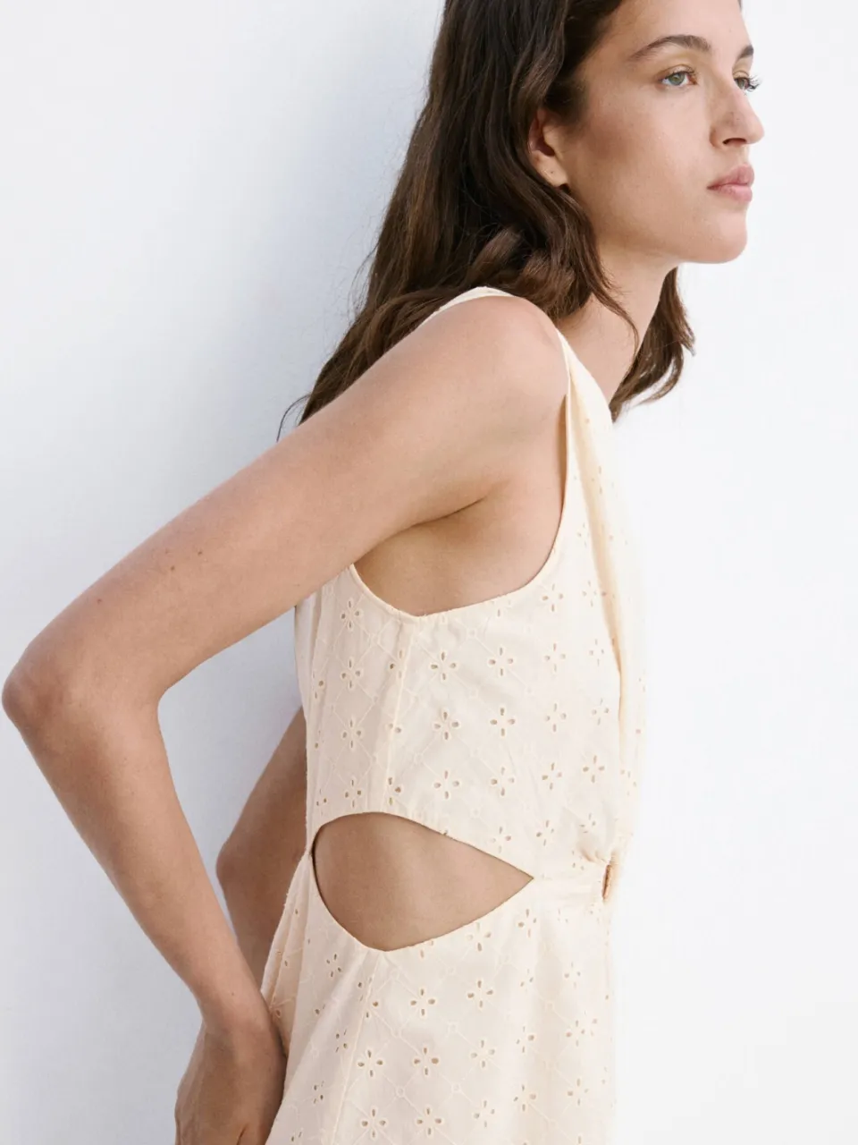 Mango broderie midi jurk - ecru, foto 7