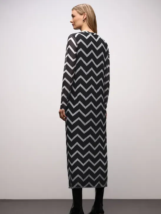 Street One Jurk met plooien van mesh Zwart