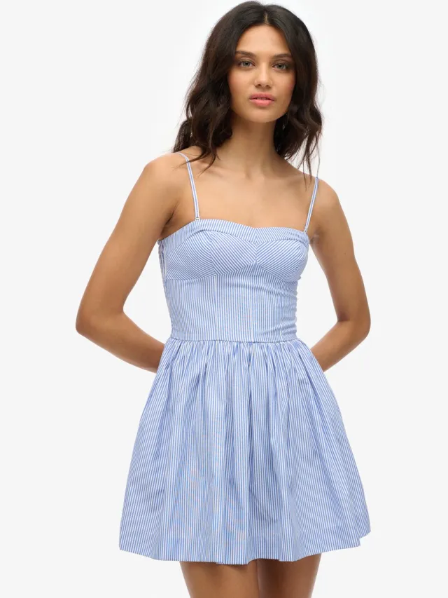 Superdry Minicami-jurk met korsetmodel - Dames - Jurken blue stripe
