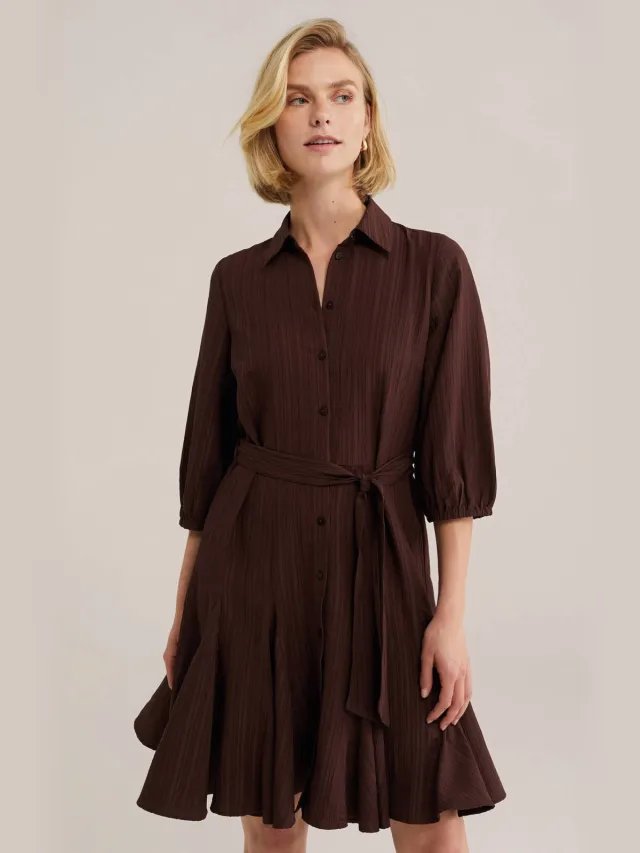 WE Fashion blousejurk met ceintuur Donkerrood