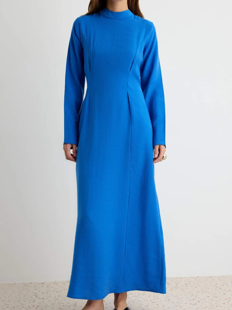 Trendyol Modest Dames Blauw Effen Maxi Lang Casual Recht Modest Jurken, foto 2